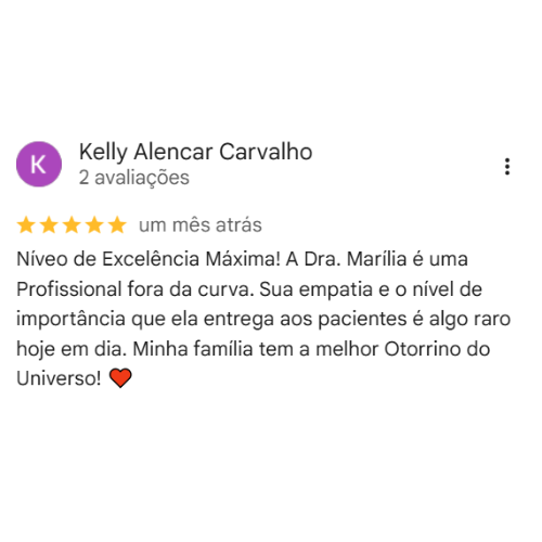 Depoimento Google do consultório da Dra. Marília Ferreira