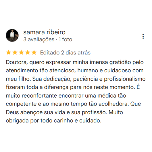 Depoimento Google do consultório da Dra. Marília Ferreira